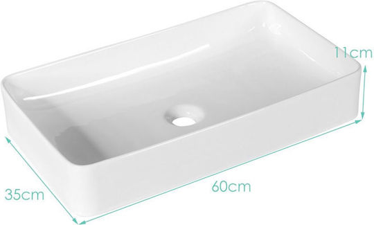 Costway Aufgesetztes Waschbecken Keramik 60x35x11cm Ceramic
