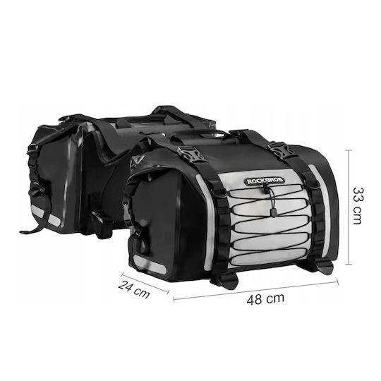Rockbros AS-010BGR Σετ Πλαϊνές Βαλίτσες Μοτοσυκλέτας 60lt σε Γκρι Χρώμα