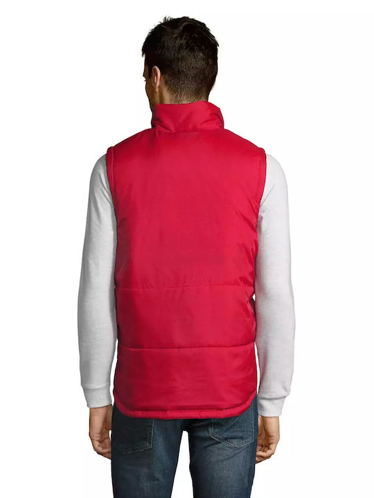 Sol's Men's Sleeveless Puffer Jacket Waterproof Red