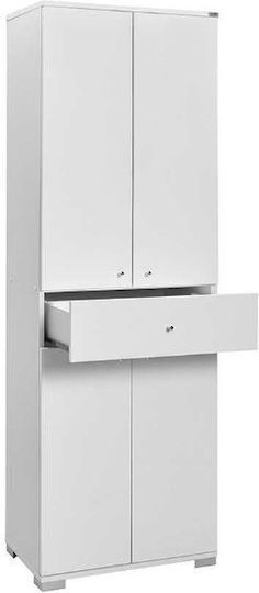 Diamond Two Door Wardrobe with 1 Drawer White 60x38x187cm