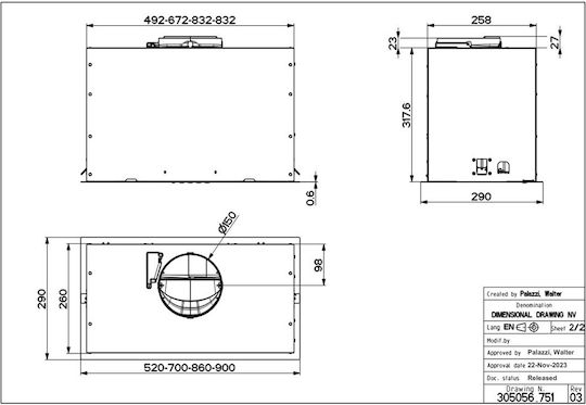 Faber INKA LUX EVO WH MATT A52 Mecanism de Absorbție 52cm Alb