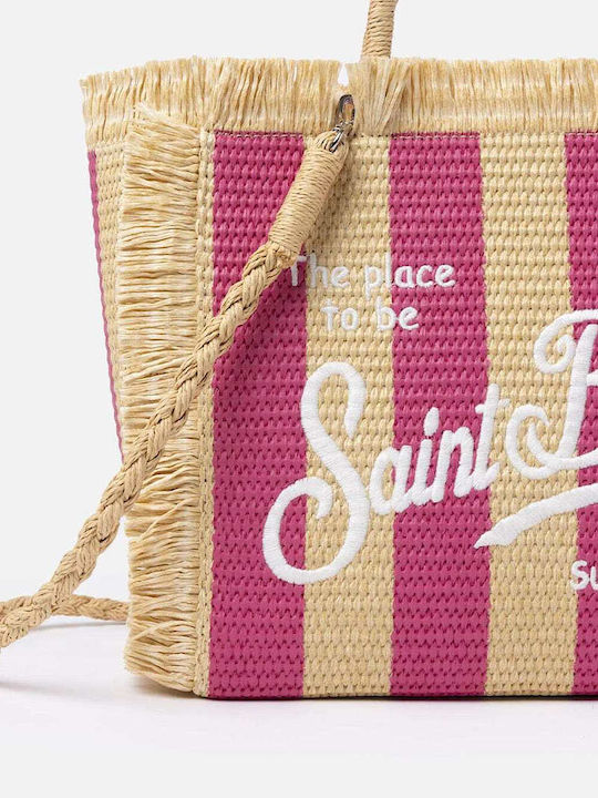 MC2 Straw Beach Bag Pink with Stripes