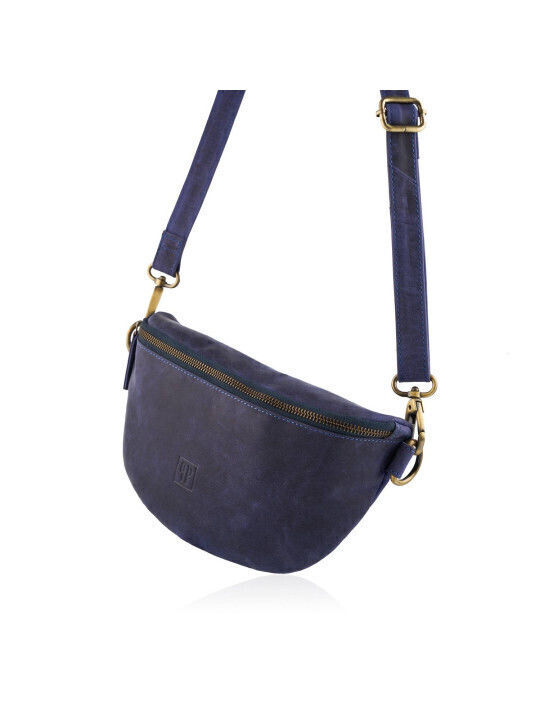 Leather Waist Bag Navy Blue