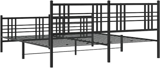 Легло Кингсайз Метално Черно с Ламели за Матрак 193x203см