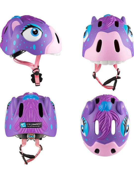 Crazy Safety Cască pentru biciclete / trotinete pentru copii pentru biciclete Orașului Violet cu lumină LED încorporată