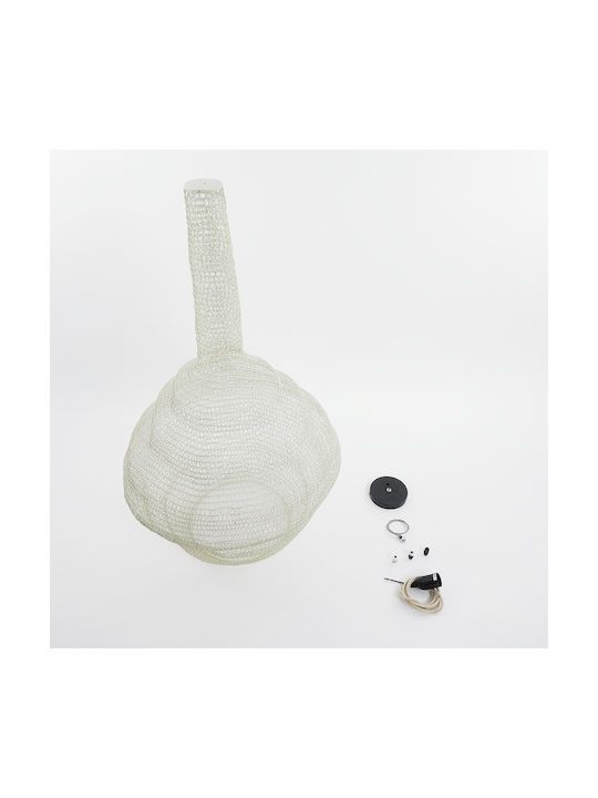GloboStar Kentucky Ceiling Light Beige Grid with E27 Socket 60x90x90cm