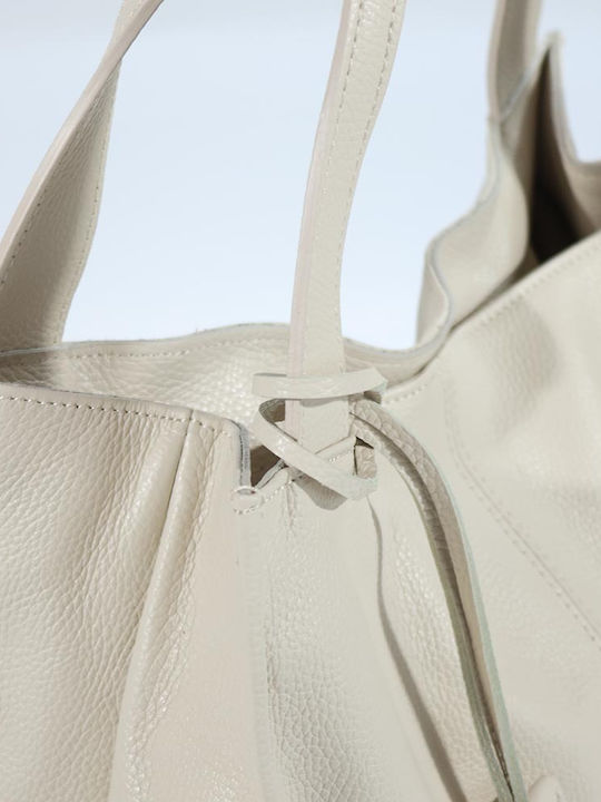 Leder Damentasche Schultertasche Beige