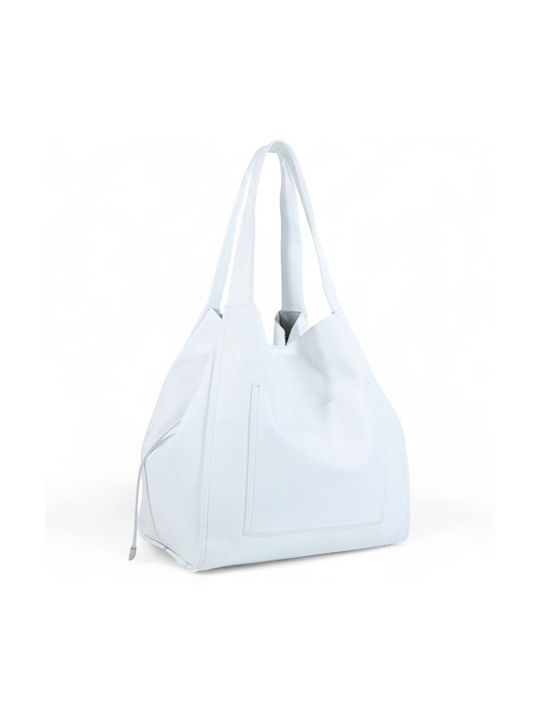 Damen Leder Shopper Tasche Weiß