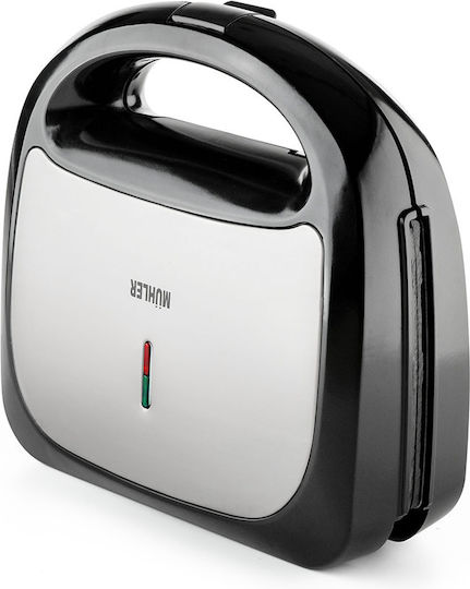 Muhler Τοστιέρα με Αποσπώμενες Πλάκες για 2 Τοστ 750W Μαύρη/Inox