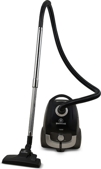 Human HU-628 Ηλεκτρική Σκούπα 700W με Σακούλα 4lt Μαύρη