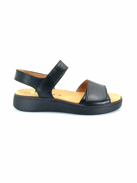 Gabor Leather Women's Flat Sandals Anatomic in Black Color