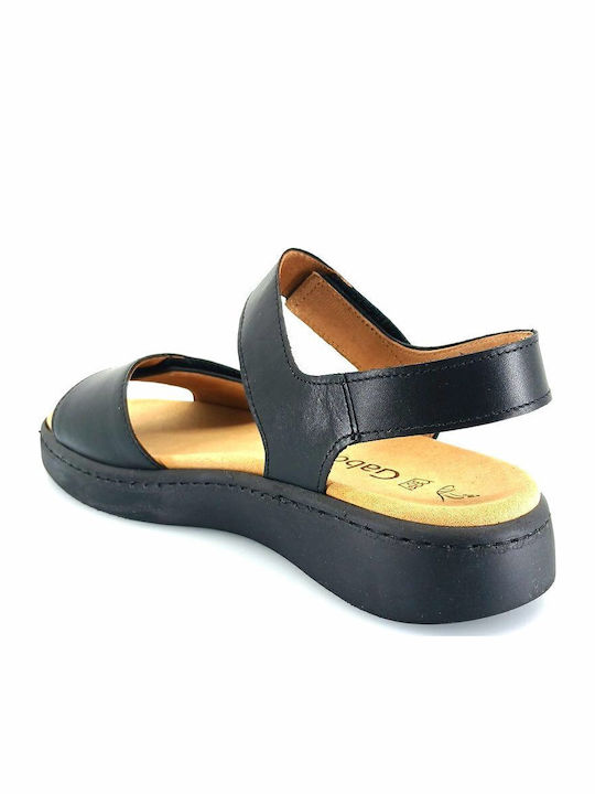 Leather Women's Flat Sandals Anatomic in Black Color