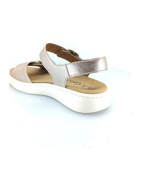 Leather Women's Flat Sandals Anatomic in Gold Color