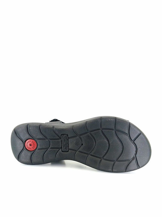 Leather Women's Flat Sandals in Black Color