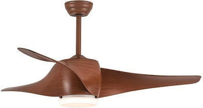 Eurolamp Ceiling Fan 132cm with Brown Light Fixture