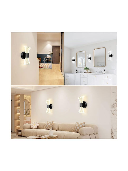 Modern Leuchte Wand mit Integrierter LED und Warmweißes Licht Schwarz 10x8x22cm
