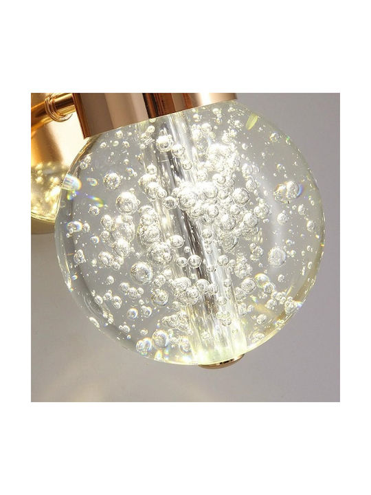 H21 Modern Wandleuchte mit Integrierte LED und Warmes Weiß Licht Gold 8.5x8.5x21cm