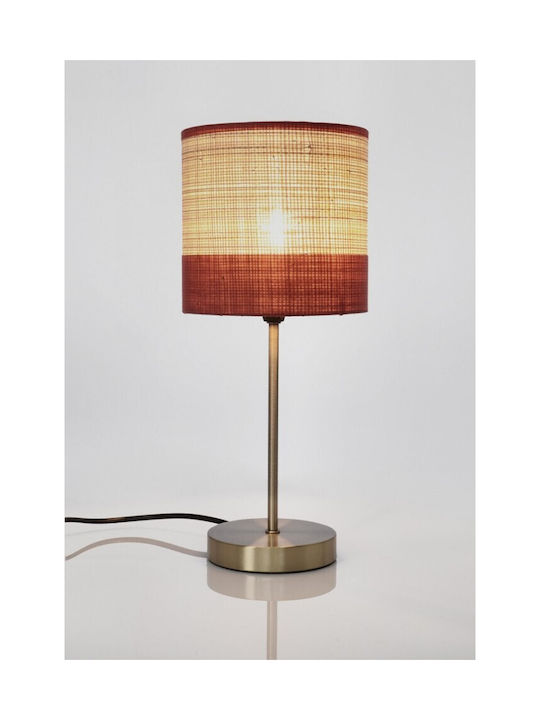Bizzotto Aylen Fabric Table Lamp for Socket E14 with Red Shade and Gold Base 2pcs