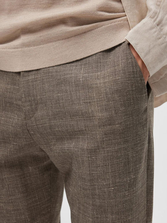 Pantaloni De Costum Elastici În Fit Slim Bej