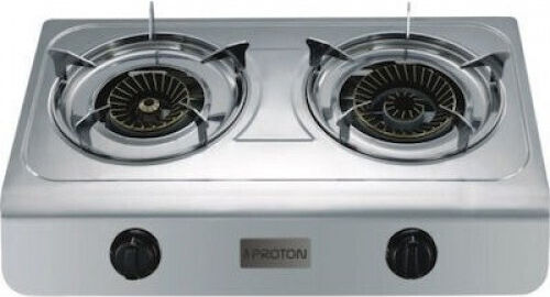 Proton SS06 Επιτραπέζια Εστία Υγραερίου Διπλή Inox