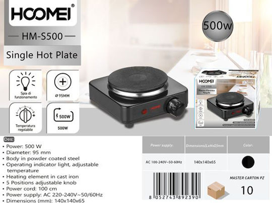 Hoomei Enamel Countertop Single Burner Black