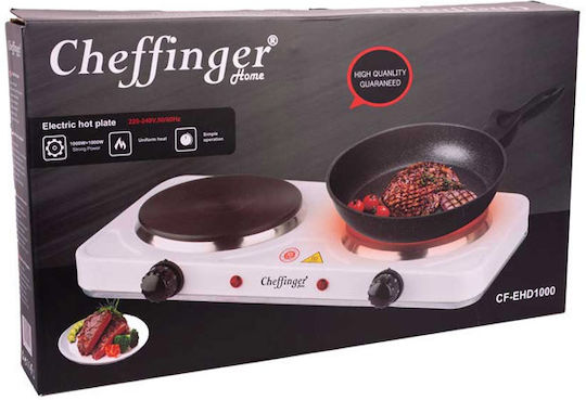 Cheffinger Enamel Countertop Double Burner White