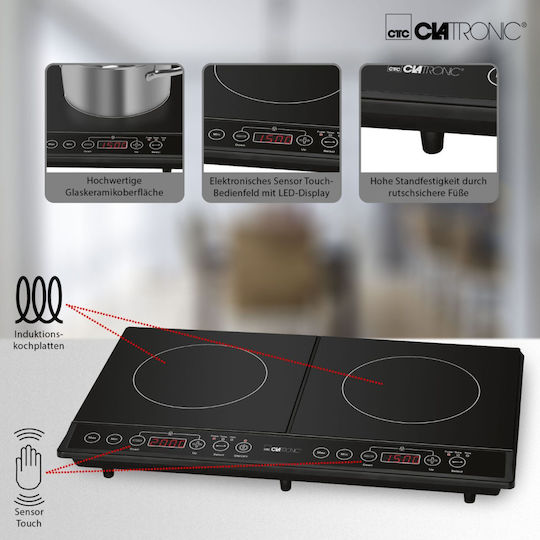 Clatronic DKI 3609 Countertop Burner Induktion Double Schwarz