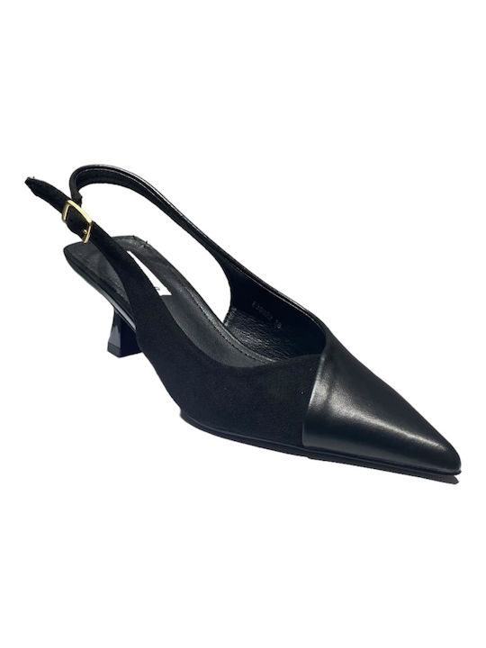 Famous Shoes Synthetic Leather Pointed Toe Black Heels