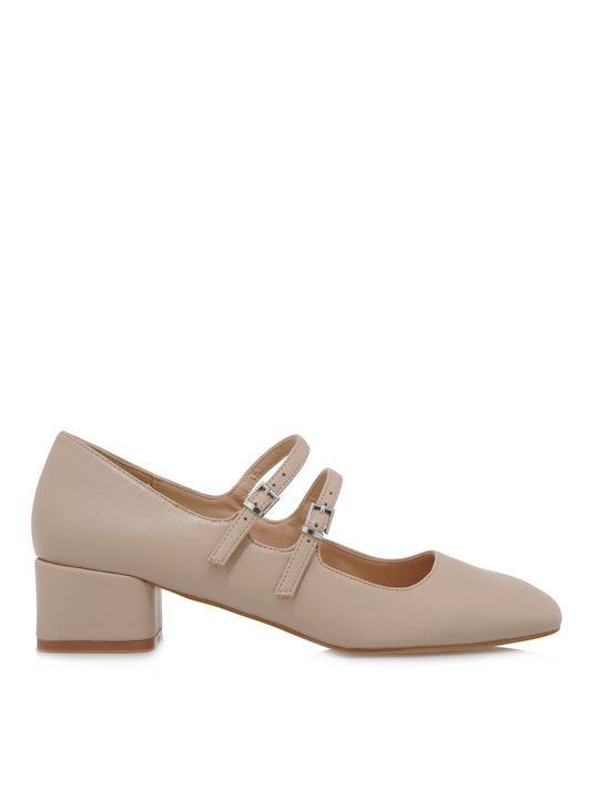 Exe Pumps mit Riemchen & mittelhoher Absatz Beige