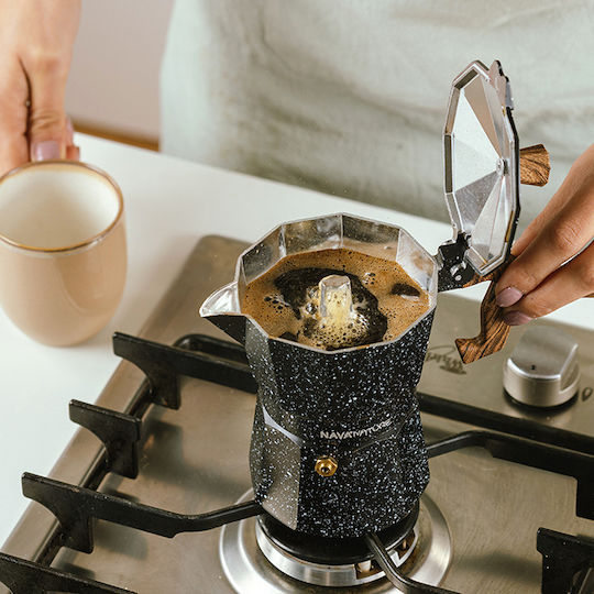 Nava Stovetop Espresso Pot 3 Cups Black