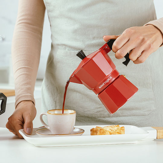 Nava Stovetop Espresso Pot 6 Cups Red