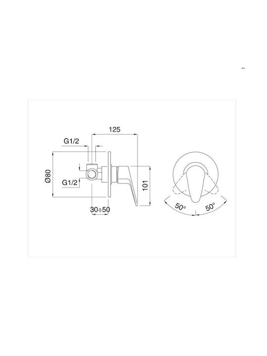 Interflex Built-in Faucet Mixer for Shower 1 Exit Silver