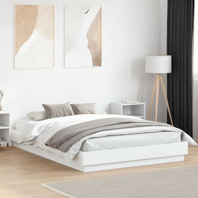 Bed Base Queen Size made of Wood White 160x200cm.