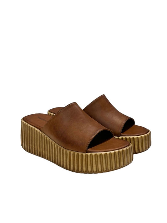 Tsakiris Mallas Heel Mules Tabac Brown