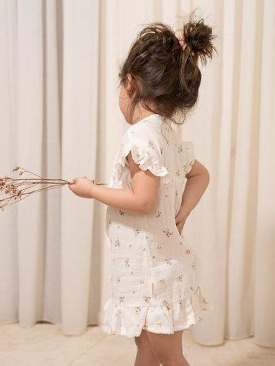 Παιδικό Φόρεμα Κοντομάνικο Floral White