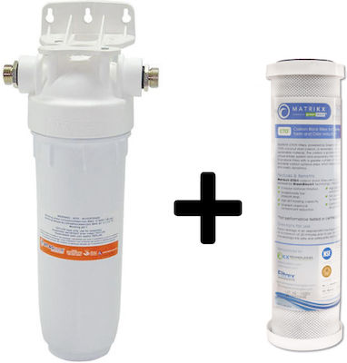 Atlas Filtri Under Sink / Central Supply Water Filter System Dp , ½" Inlet/Outlet, with 10" Replacement Filter Matrikx CTO 5 μm