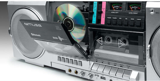 Muse Преносима Аудиосистема с Bluetooth CD MP3 USB Касетофон Радио Сребрист