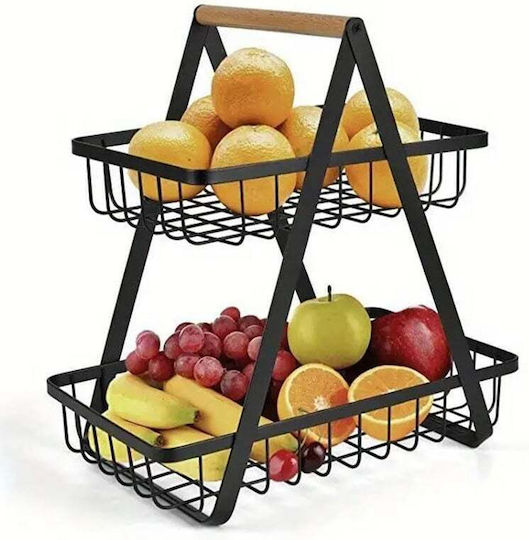 Lalos Fruit Bowl Metallic 2 Levels Black 30x18x31cm