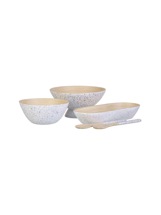 BigBuy Fruit Bowl made of Bamboo White 30x30x14.5cm