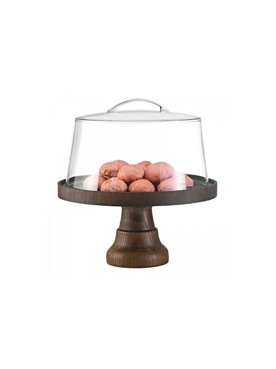 Τουρτιέρα ξύλινη φ35cm, με πόδι 12cm, Wenge με οικολ. λάδι, (χωρίς το καπάκι), GARIBALDI UWS01-3312-WG