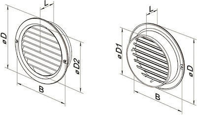 Vents Περσίδα Εξαερισμού 10x10cm Στρογγυλή με Σίτα