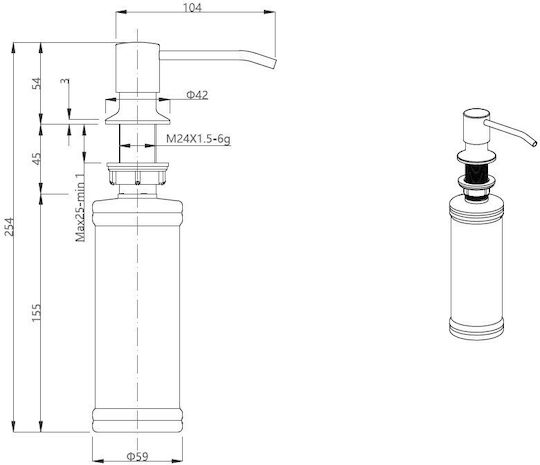 Steiner Dispenser από Ανοξείδωτο Ατσάλι Γκρι 320ml