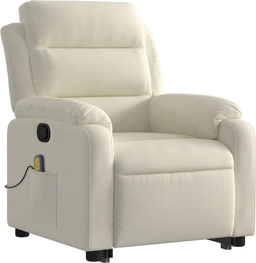 Relaxsessel Friseurwaschbecken mit Fußhocker Samt Cream 75x92.5x100cm