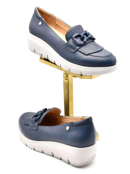 Stonefly Δερμάτινα Γυναικεία Loafers σε Navy Μπλε Χρώμα