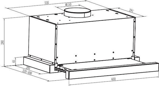 Gruppe Forte Sliding Vent Hood 60cm Black
