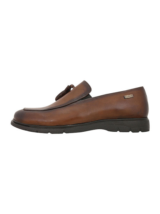 GK Uomo Men's Leather Loafers Tabac Brown