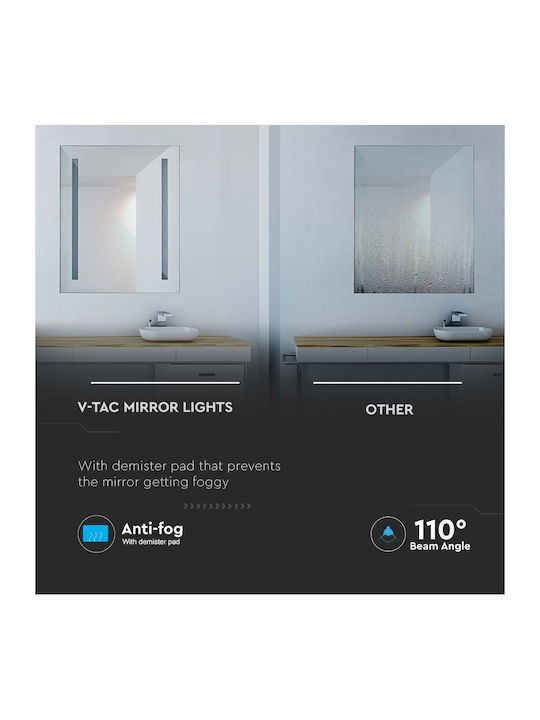 V-TAC Oglindă de Baie Dreptunghiulară Lumini LED 60x80cm Alb
