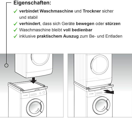 Bosch WTZ11400 Connector For Washer/Dryer made of Metal with Drawer 59.6x57.4εκ. 1pcs