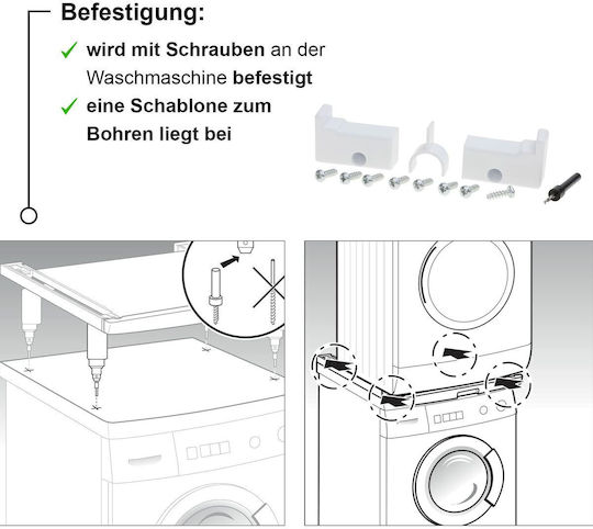 Bosch WTZ11400 Connector For Washer/Dryer made of Metal with Drawer 59.6x57.4εκ. 1pcs