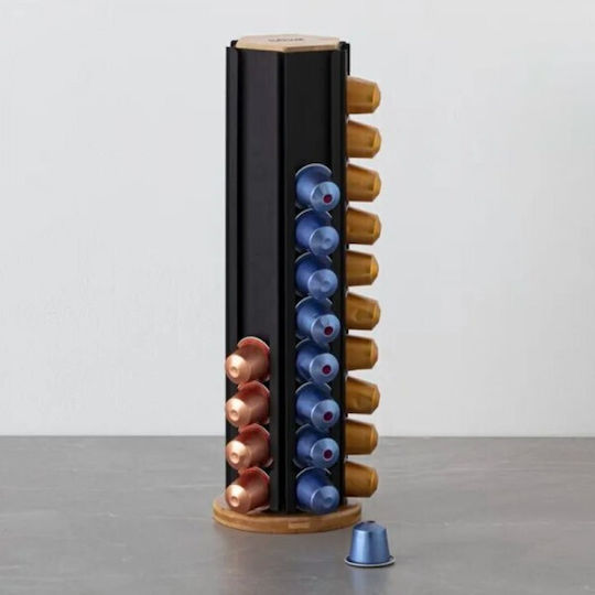 Ξύλινο Stand Αποθήκευσης για 60 Κάψουλες Nespresso 11x11x35cm 179671